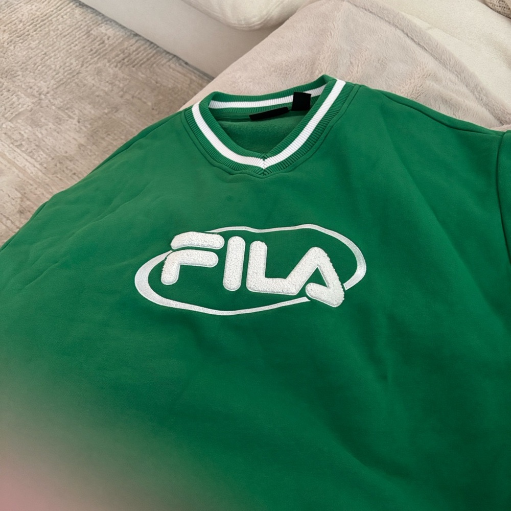 Fila Green X Hailey Bieber and White Striped Apparel